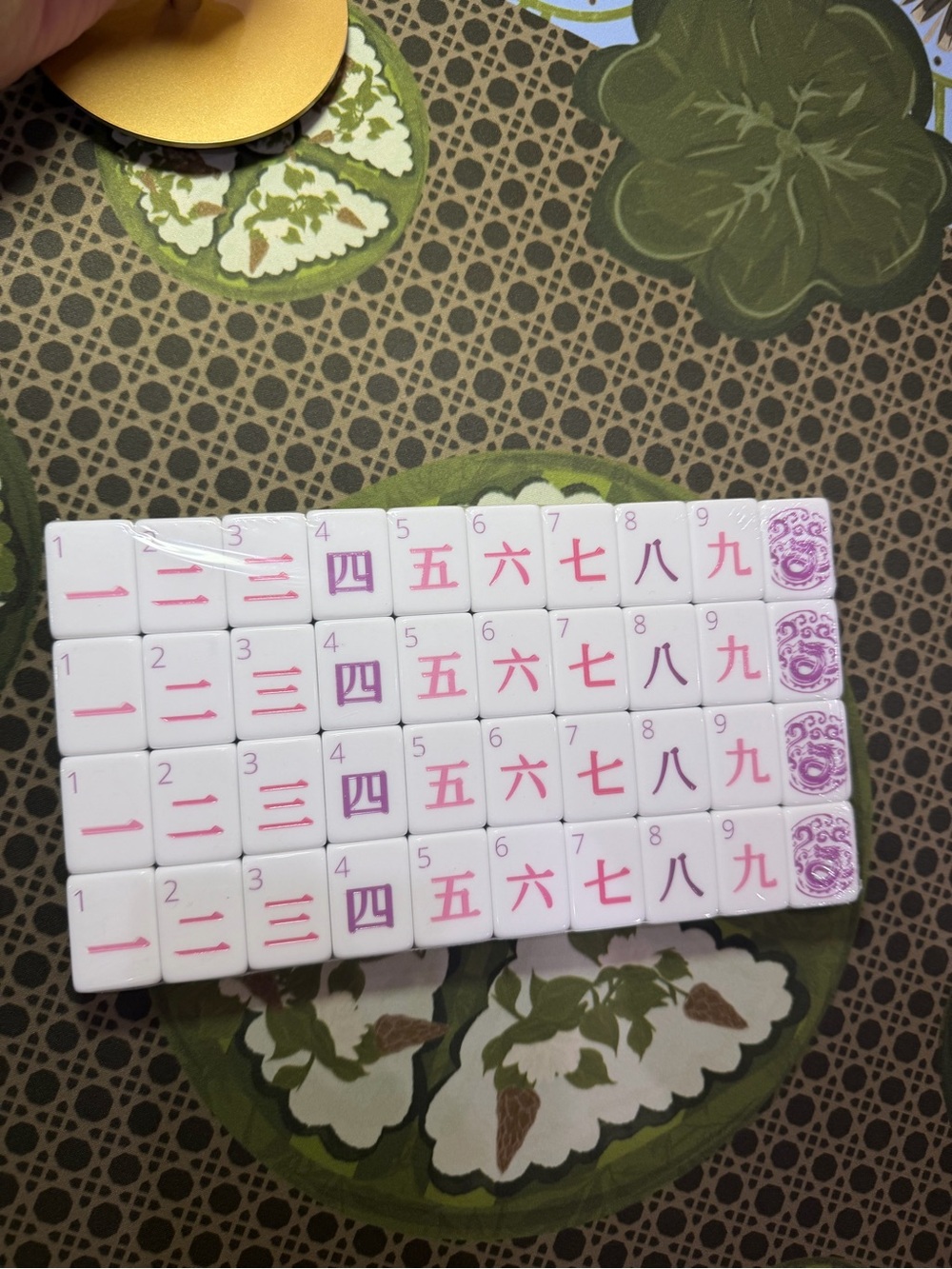 Green Mahjong Tiles Set - Pink & Blue Accents - Picture 11 of 16